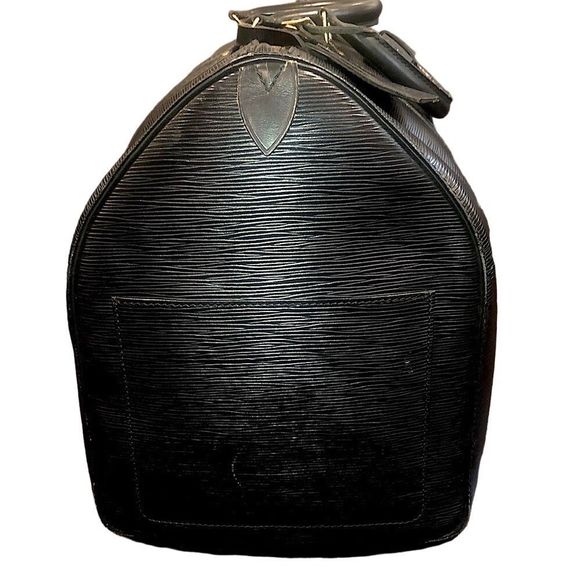 LOUIS VUITTON LV 50 Black Epi KeepAll Boston Weekend Travel Bag Duffle VI8911 - Picture 5 of 17